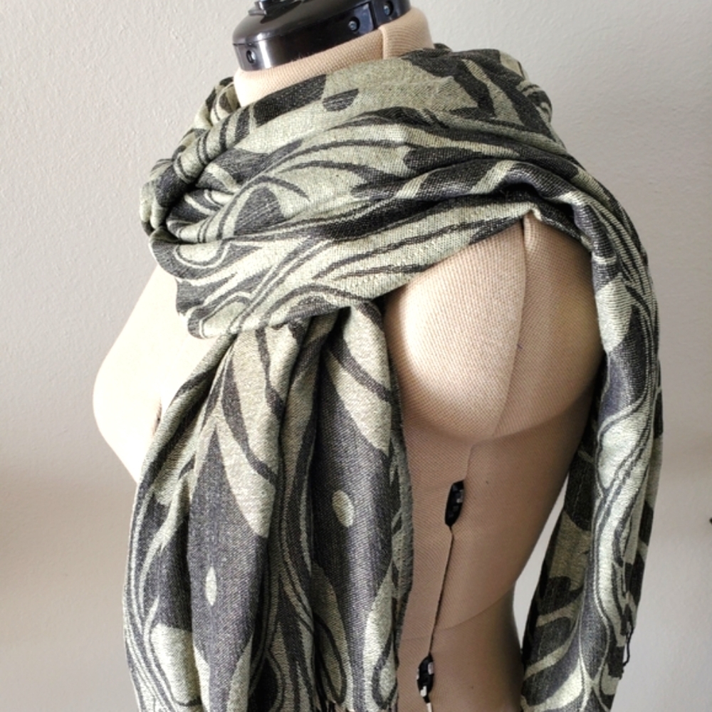 Charcoal & Warm Grey Marble Pashmina Scarf
